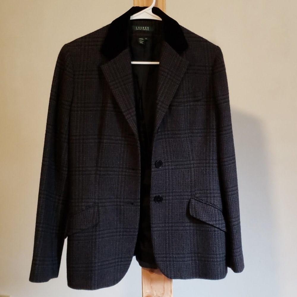 Lauren Ralph Lauren Grey Houndstooth Blazer Size10